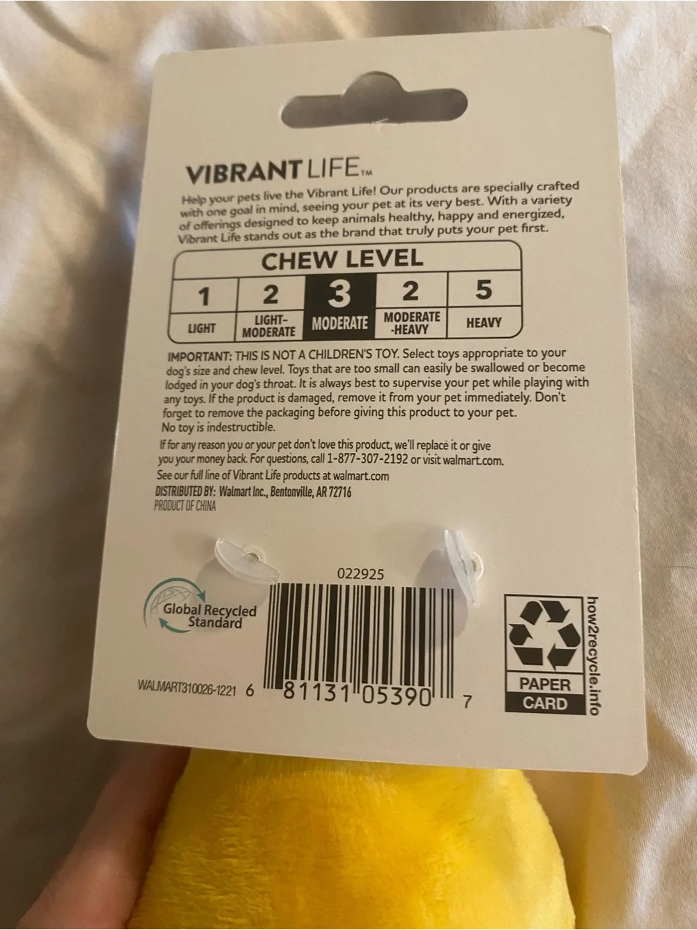 Vibrant Life Woofy Bottle Dog Toy Plush Squeaky Medium Chew Level 3